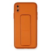 Apple İphone Xs Max Kılıf Coco Deri Standlı Kapak - Turuncu