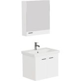 Aqua Bagno Basic Alt Dolap + Üst Dolap -Lavabo 65 Cm.- Beyaz