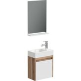 Aqua Bagno Minizia Banyo Dolabı 45 x 26 Cm. Doğal Ceviz -Beyaz ,lavabo Dahil | Abs.50.35.06.01