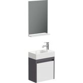 Aqua Bagno Minizia Banyo Dolabı 45 x 32 Cm. Antrasit -Beyaz ,lavabo Dahil | Abs.50.35.08.02