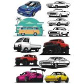 Arabalar Sticker Set-3 13 Parça Telefon, Tablet, Defter, Laptop Sticker
