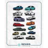 Arabalar Sticker Set 7 15 Parça Telefon, Tablet, Defter, Laptop Sticker
