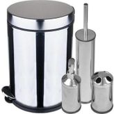Arçe Banyo Krom 4 Lü Banyo Seti 5Lt Çöp Kovası