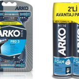 Arko Men Pro 3 Bıçaklı Tıraş Bıçağı 6'Lı + Men Men Tıraş Köpüğü Cool 200 Ml X 2