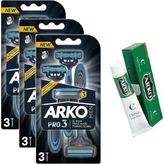 Arko Men Pro3 3'Lu 3 Bicakli Tiras Bicagi 3 Adet + Hediye Arko Krem