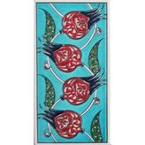 Armada Çini ED 208 10x20 cm Yeşil Nar çiçekli Eldekoru Çini Karo