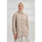 ARMANDA COTTON MONOGRAM GEOMETRİK DESEN EŞARP - BEJ