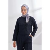 ARMANDA MÜSLİN BİYELİ EŞARP - GRİ MAVİ