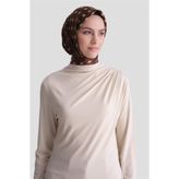Armine Degaje Yaka Örme Rayon Bluz Bej
