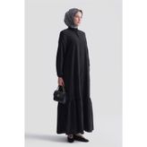 Armine Fırfırlı Basic Ferace Siyah