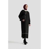 Armine Fularlı Triko Elbise 25KTD955 Siyah