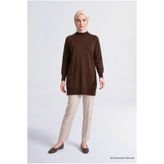 Armine Yüksek Yaka Basic Triko Tunik Acı Kahve