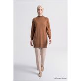 Armine Yüksek Yaka Basic Triko Tunik Camel