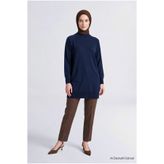 Armine Yüksek Yaka Basic Triko Tunik Lacivert