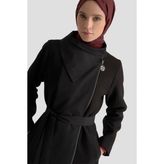 Armine Yüksek Yaka Pardesü Siyah - 46