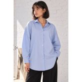 Armonika ARM-22Y001118 Kadın Açık Mavi Oversize Uzun Basic Gömlek