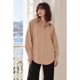 armonika Kadın Açık Vizon Oversize Uzun Basic Gömlek ARM-22Y001118