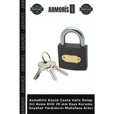 Armoris Asmakilit Küçük Çanta Valiz Dolap Gri Asma Kilit 20 mm Eşya Koruma Seyahat Yardımcısı Muhafaza Aracı