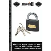 Armoris Asmakilit Küçük Dolap Gri Asma Kilit 25 mm Soyunma Dolabı Güvenlik Gereci Emniyet Aracı