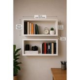 Arşe Beyaz Duvara Monte 2 Li Kitaplık Modern Tasarım Suntalam Malzeme 25 cm Yükseklik 50 cm Genişlik - 2li