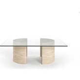 Arte Marble Traverten Cam Orta Sehpa