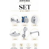 Artema Flow Soft + Base Round Ankastre Banyo ve Duş Seti 6 Parça - Krom
