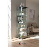 Artinoks Home 7 RAFLI SİYAH SADE CAM VİTRİN (Gümüşlük, Büfe, Koleksiyon, Sunu, Sergi, Kitaplık) - Siyah - Siyah