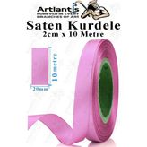 Artlantis Kurdele Saten 2 cm 10 Metre 1 Adet Saten Kurdela Parlak Hediye ve Süsleme Şeridi Süs Paketleme Çiçek Saç El Sanatı - Pembe