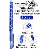 Artlantis Mavi Silinebilir Tükenmez Kalem 3 Adet BIA Silinebilir Jel Pilot Kalem Mürekkepli Kolay Silinebilir Kumaş Kalemi