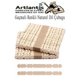Artlantis Naturel Geçmeli Dil Çubuğu Dar 100 lü Çentikli Tırtıklı Geçirmeli Eklemeli Naturel Dondurma Çubuğu Kesik Uçlu Ahşap Çubuk