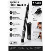 Artlantis Siyah Pilot Kalem Iğne Uçlu 2 Adet Stilo Pilot Kalem 0.5mm Ince Uçlu Pilot Kalem Likit Mürekkepli Pilot Kalem - 1.0mm - Standart