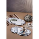 Artnova işleme Desenli Kahve-Çay Sunum ve Servis Tepsisi - 2 Adet - Gümüş