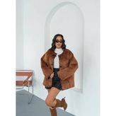 ARV Moda Peluş Model Kışlık Ceket / Mont - Camel - 1 Drop