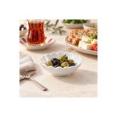 ARVALE PARROT Porselen 1 Adet Beyaz Oval Mini Sosluk – Çiçek Desenli Reçellik ve Kahvaltılık Sunum Kasesi