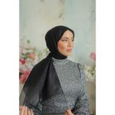 Arwella %30 İpek Çift Katlı Tül Şal - Siyah