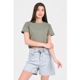 As Collection Yesil Bisiklet Yaka Kisa Kol Orme Kadin Crop