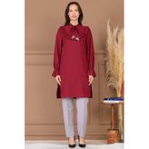 Asel Tunik Pantolon İkili Tesettür Takım Bordo