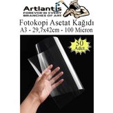 Asetat Kağıdı Pvc A3 50 Adet 100 Micron Fotokopi Asetatı Şeffaf A3 Kağıdı 29.7X42 Projektör Tepegöz