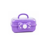 Aşkana yuvanıza aşkla... Çocuk Takı ve Toka Organizeri Otomatik Açılır Katlı Düzenleyici Kutu 27x15x15 cm MOR Taşınabilir Çok Bölmeli Saklama Çantası-Benekli