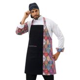 Askılı Önlük Desen Garnili Siyah Çini