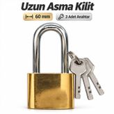 Asma Kilit Oval Sarı 60 mm Uzun Halkalı Kapı Dolap Depo Garaj Bahçe Kapısı Kilit Modeli