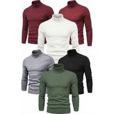 Asmedo Erkek 6'lı Siyah, Beyaz, Bordo, Gri, Haki Kaşkorse Boğazlı Full Likralı Fitilli Body Kazak - Beyaz - Siyah - Bordo - Gri - Haki - Standart