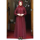 ASRI Moda Papatya Tesettür Abiye Elbise Bordo