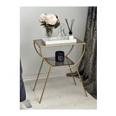 AssuCasa Pars Metal Camlı Yan Sehpa Gold-bronz
