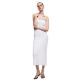 Astarlı Slim Fit Midi Boy İnce Askılı Dantelli Elbise