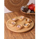 Atbyhome 7 Parça Mini Bambu Sosluklu Dönen Servis Tabağı