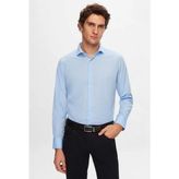 Atilla Özer Dormen Classics Kolay Ütülenebilir Slim Fit Dar Kesim Klasik Yaka Cepsiz Erkek Gömlek - Buz - Mavi - 3XL