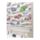 atölyeperde Beyaz Kırmızı Racing Araba Baskılı Zebra Stor Perde