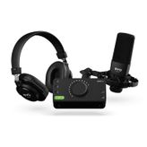Audient EVO Start Recording Bundle (EVO 4 ses kartı, SR1 geniş diyaframlı kondenser mikrofon, SR2000 kapalı stüdyo kulaklıkları, mikrofon shock mountu ve XLR bağlantı kablosu), Siyah