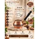 Aura Copper El Yapımı Bakır Tütsülük Buhurdanlık – El Işlemeli Dekoratif Tütsü Kabı - Altın - Gümüş - Bakır - Tt-00002